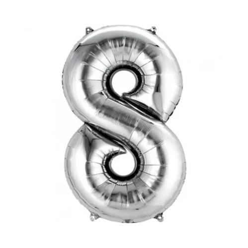 بالون رقم 8 فضي