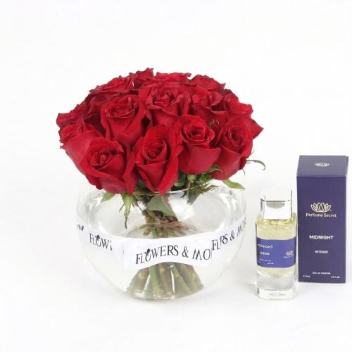 فازة ورد طبيعي جوري مع عطر