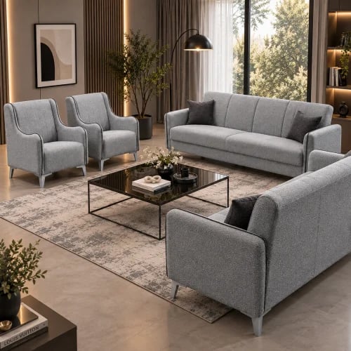 طقم كنب VARNA التركي رصاصي – 4 قطع