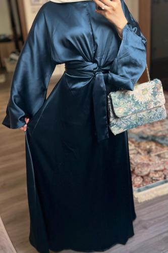 فستان ساتان بترولي