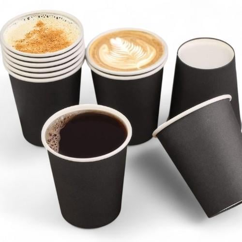 اكواب كابتشينو دبل ورق اسود مقاس 12 اونص (ربطة - ش...