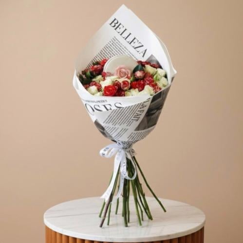 بوكيه ورد مع بستاني روز