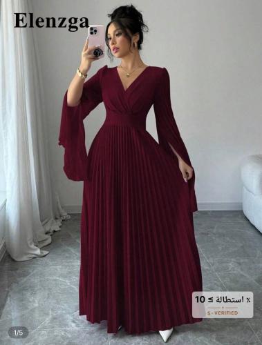 فستان للنساء ماكسي فتحة رقبة Elenzga