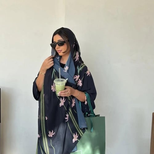 جديد تركي كيمونو إسلامي كارديغا طويل عباية بنقشة ز...