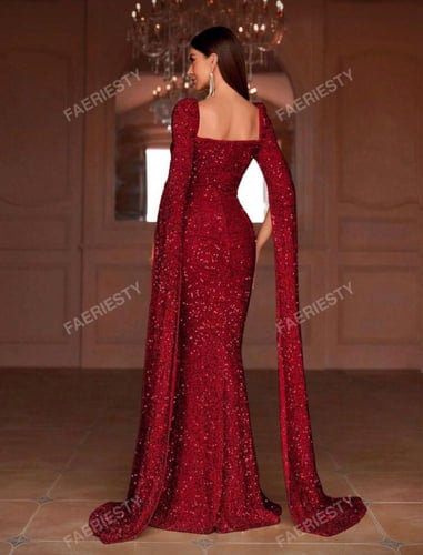 فستان حورية البحر بأكمام طويلة