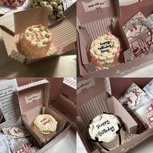 بوكس ورد وكيك 4إنش وكرت عيد الميلاد