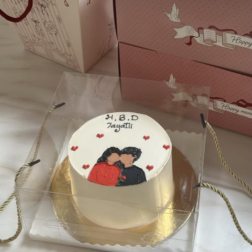 بوكس ورد وكيك 4 انش وكرت الحب