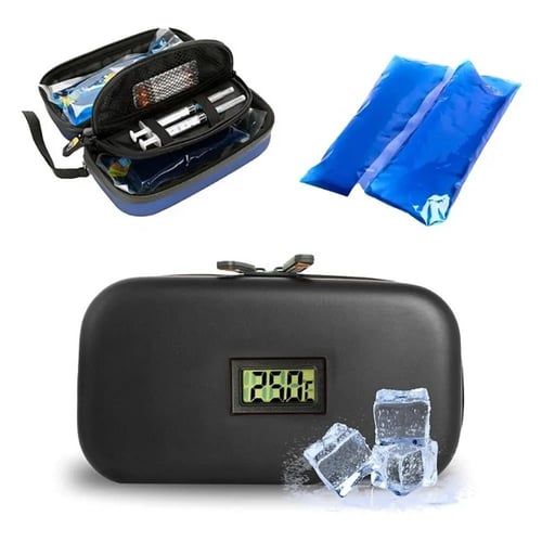 شنطه الرحلات لتبريد الانسولين وعرض درجة الحرارة، أ...