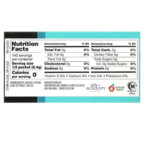 سكر ستيفيا عضوي بالانولين - 70 كيس