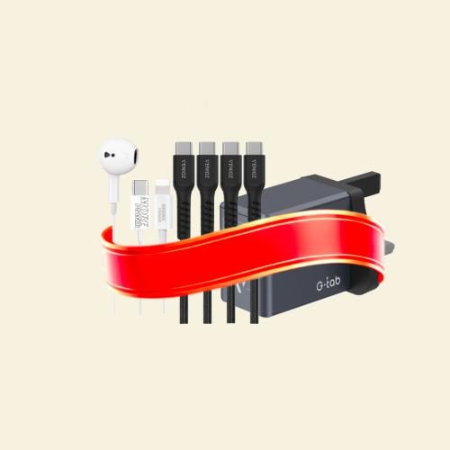 فيش جي تاب 30w + كيبل تايب سي 2x + سماعة سلك من اخ...