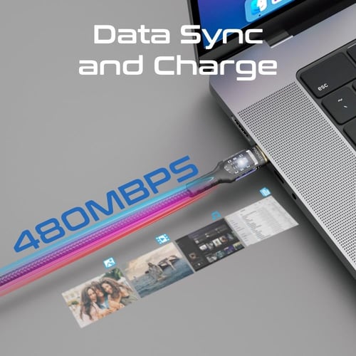 كابل USB-C فائق السرعة لتوصيل الطاقة بقوة 100واط،...