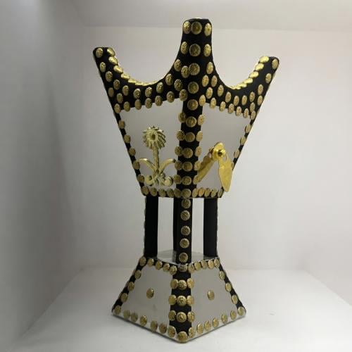 مبخرة مخمل أسود سيفين ونخلة وقلادة
