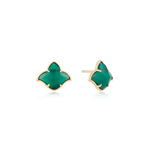 أقراط ذهب عيار 18 العقيق الأخضر | سكون 18K Gold ea...