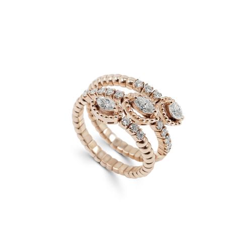 18K Rose Gold Marquise Diamond Flexible Ring
