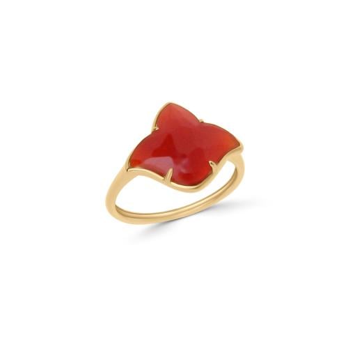 خاتم ذهب عيار 18 حجر العقيق الأحمر | سكون 18K Gold...