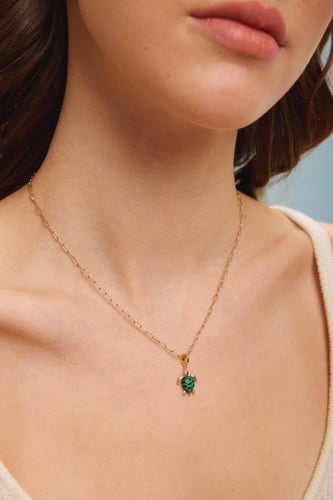 تعليقة شارم ذهب على شكل سلحفاة مزينة بالملاكيت | ش...