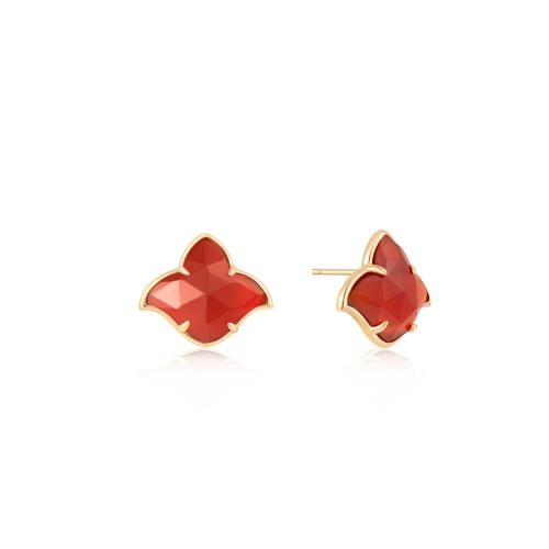 أقراط ذهب عيار 18 العقيق الأحمر | سكون 18K Gold ea...