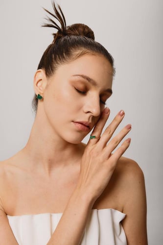 خاتم ذهب حجر الزمرد| سكون