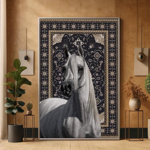 Wall panel with horse design and hollow frame