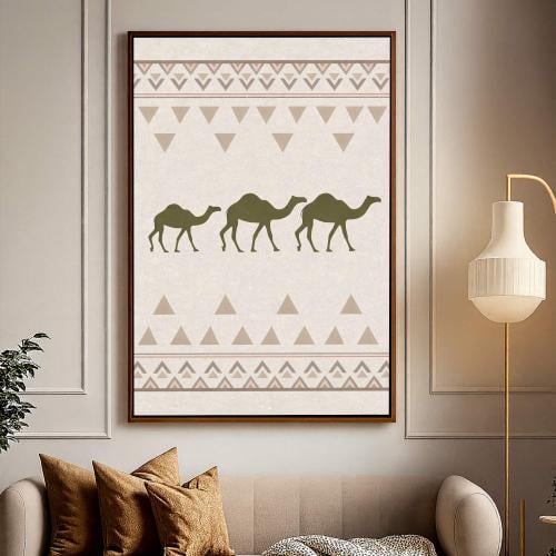 Wall art with traditional art design and hollow frame