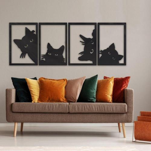Modern acrylic painting with a cat pattern