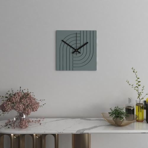 Wooden wall clock with elegant line design
