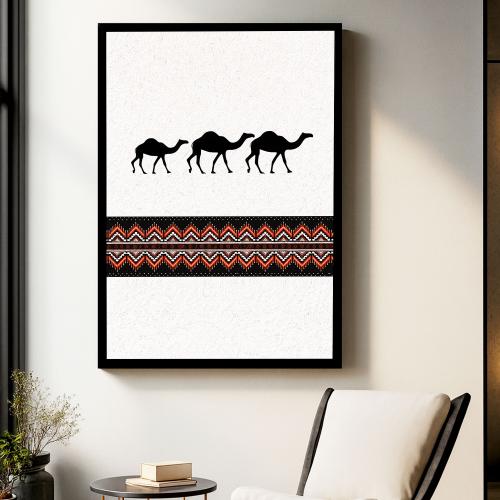 Wall art with traditional art design and hollow frame