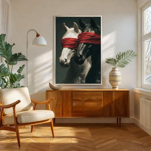 Wall panel with horse design and hollow frame