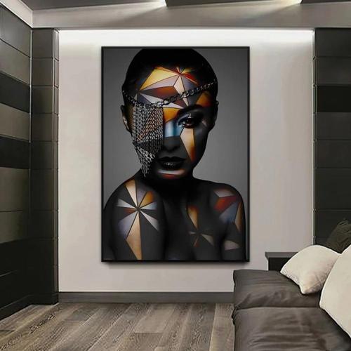A canvas painting with a modern design and frame