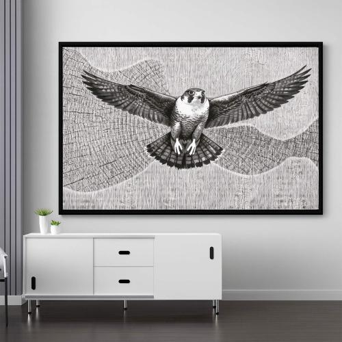 A fabric painting with traditional art design and a hollow frame