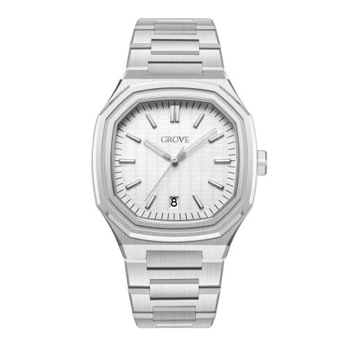 ساعة رجالية – كلاسيك فضي بميناء أبيض – ستانلس ستيل...