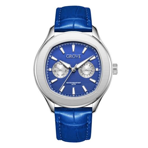 ساعة رجالية – عصرية بميناء أزرق وهيكل فضي – ستانلس...