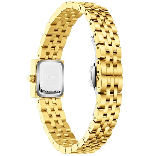 ساعة ذهبية ميناء مربع لؤلؤ طبيعي سوار كلاسيكي فاخر