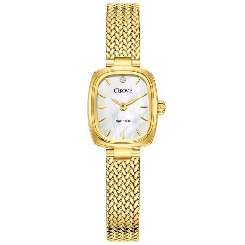 ساعة ذهبية مربعة مزخرفة ستانلس ستيل ذهبي أرقام روم...