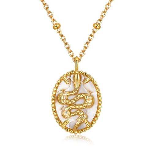 سلسال نويرا بتصميم بيضاوي مزين بنقشة أفعى فنية