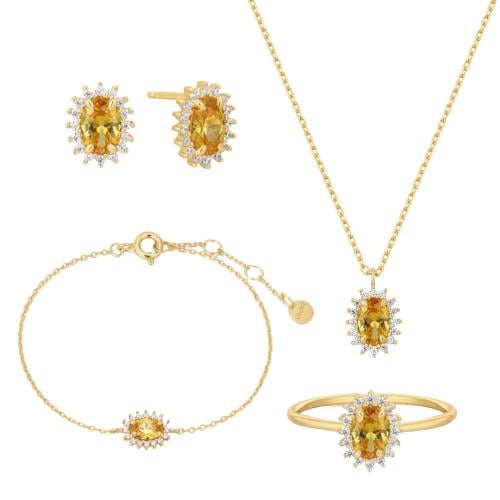 طقم قروف نسائي بحجر اصفر لامع