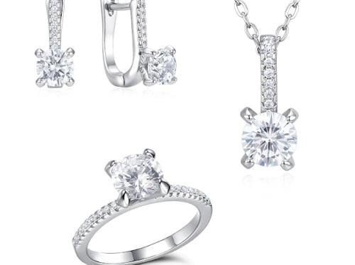 طقم قروف فضة عيار 925 – بتصميم سوليتير فاخر