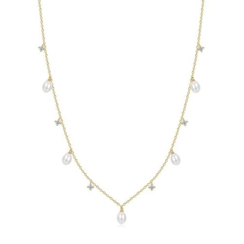 سلسال نسائي لآلئ متدلية بتفاصيل براقة فضة 925 مطلي...