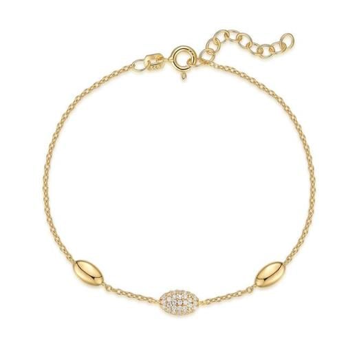Women’s Bracelet – Pavé Oval Stone with Side Detai...