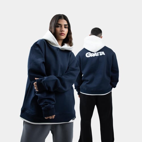 هودي - كحلي × أبيض