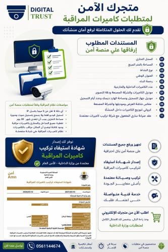 اصدار شهادة استيفاء تركيب كاميرات مراقبة منصة امن