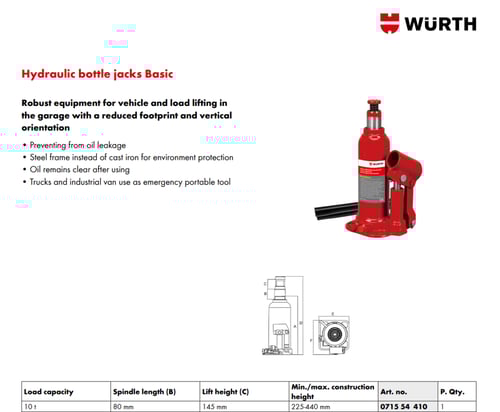 رافعة هيدروليكية (عفريتة) 10 طن | Hydraulic Jack 1...
