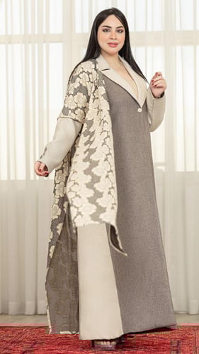 بليزر واقف بلونين مع جيوب اضافه الشال المتناسق من...