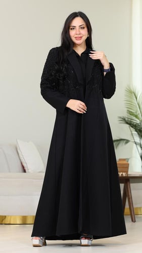 بليزر فخم مبطن بقصة صدر واقفه وكتافات مع شك خرز يد...