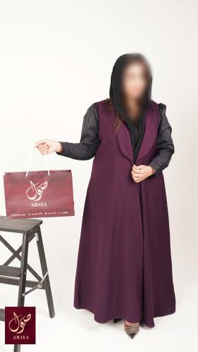 عبايه كلوش باكمام اسود مع الطرحه
