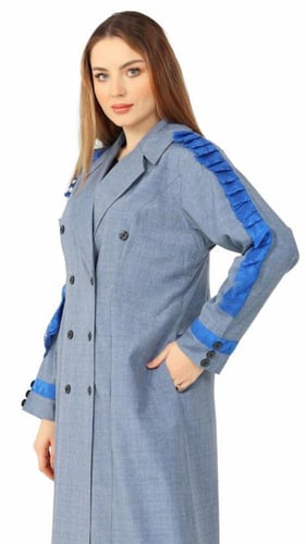 بليزر عملي مبطن مع ازره وجيوب مزين بالدانتيل