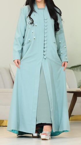 بليزر تفاحي قماش باربي واقف مبطن مع ازره اماميه وج...