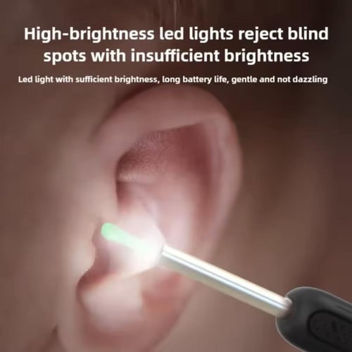 منظف إذن يدعم الواي فاي مزود بكاميرا وإضاءة LED