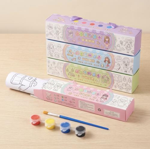 Coloring roll with distinctive shapes and colors