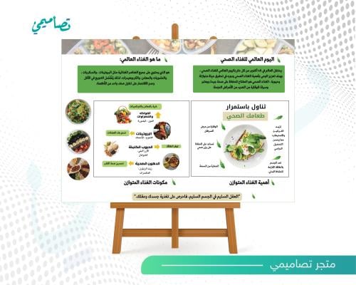 تصميم لوحة اليوم العالمي للغذاء الصحي